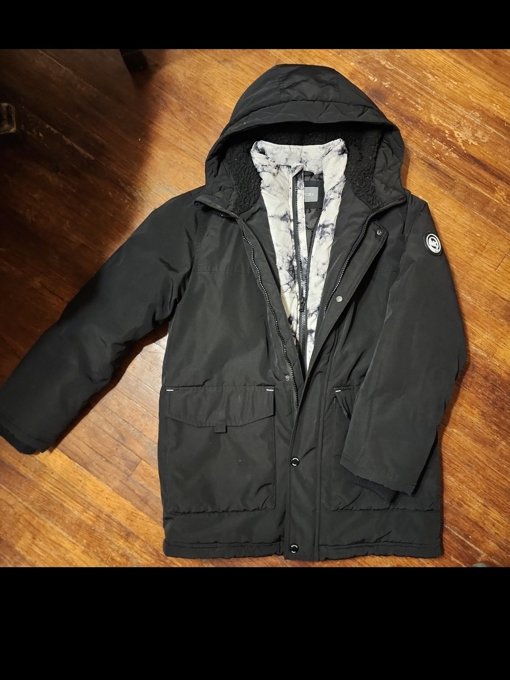 Michael Kors Black Quilted Jacket with Patterned Lining